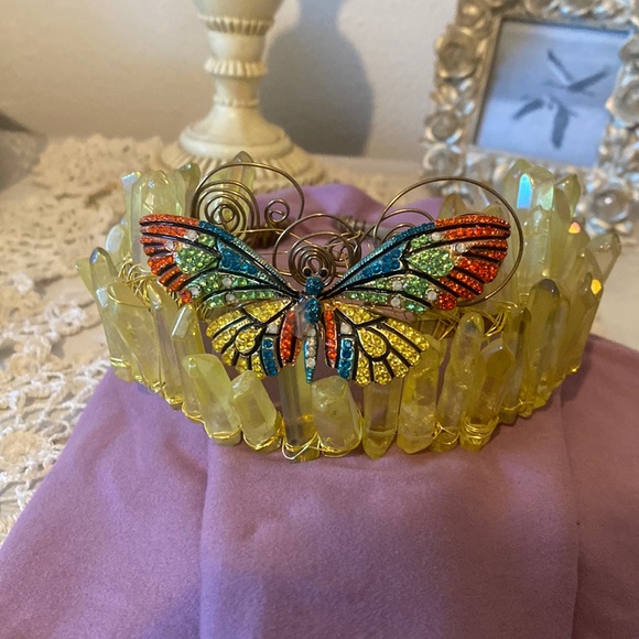 Stunning Mabon May Queen crystal crown with aurora aura flash Beltane - Picture 3 of 8